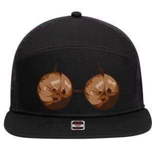 Summer Coconut Bra Halloween Costume Funny 7 Panel Mesh Trucker Snapback Hat