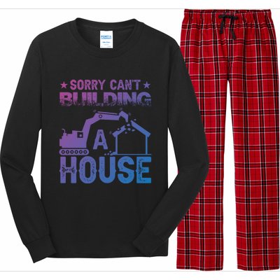 Sorry Cant Building A House Construction Worker Funny Gift Long Sleeve Pajama Set