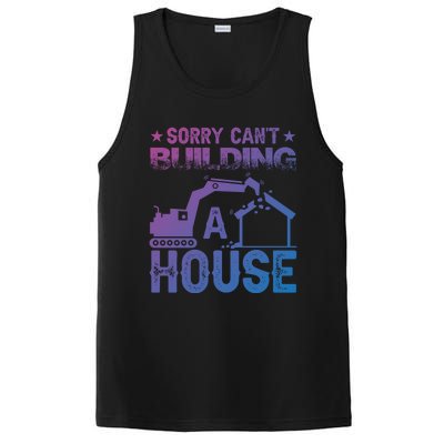 Sorry Cant Building A House Construction Worker Funny Gift PosiCharge Competitor Tank