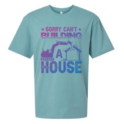 Sorry Cant Building A House Construction Worker Funny Gift Sueded Cloud Jersey T-Shirt