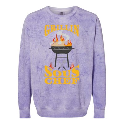 Sous Chef Bbq Grill Smoker And Barbecue Chef Cute Gift Colorblast Crewneck Sweatshirt