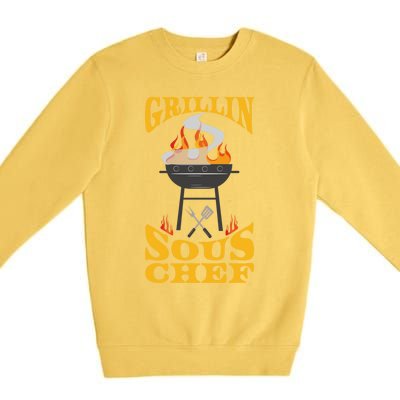 Sous Chef Bbq Grill Smoker And Barbecue Chef Cute Gift Premium Crewneck Sweatshirt