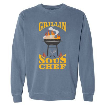 Sous Chef Bbq Grill Smoker And Barbecue Chef Cute Gift Garment-Dyed Sweatshirt