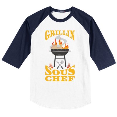 Sous Chef Bbq Grill Smoker And Barbecue Chef Cute Gift Baseball Sleeve Shirt