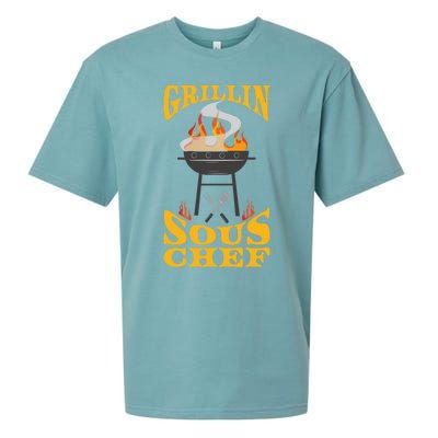 Sous Chef Bbq Grill Smoker And Barbecue Chef Cute Gift Sueded Cloud Jersey T-Shirt