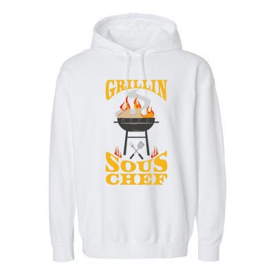 Sous Chef Bbq Grill Smoker And Barbecue Chef Cute Gift Garment-Dyed Fleece Hoodie