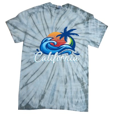 Sunset Cali Beach Waves Surfing Usa California Tie-Dye T-Shirt