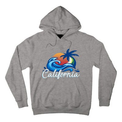 Sunset Cali Beach Waves Surfing Usa California Tall Hoodie