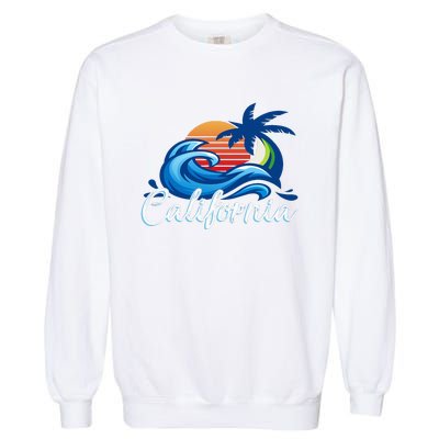 Sunset Cali Beach Waves Surfing Usa California Garment-Dyed Sweatshirt