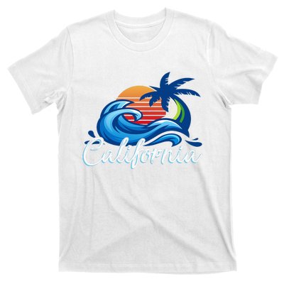 Sunset Cali Beach Waves Surfing Usa California T-Shirt