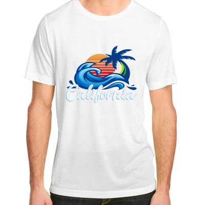 Sunset Cali Beach Waves Surfing Usa California Adult ChromaSoft Performance T-Shirt