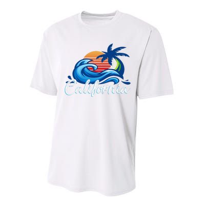 Sunset Cali Beach Waves Surfing Usa California Performance Sprint T-Shirt