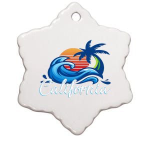 Sunset Cali Beach Waves Surfing Usa California Ceramic Star Ornament