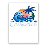 Sunset Cali Beach Waves Surfing Usa California Poster