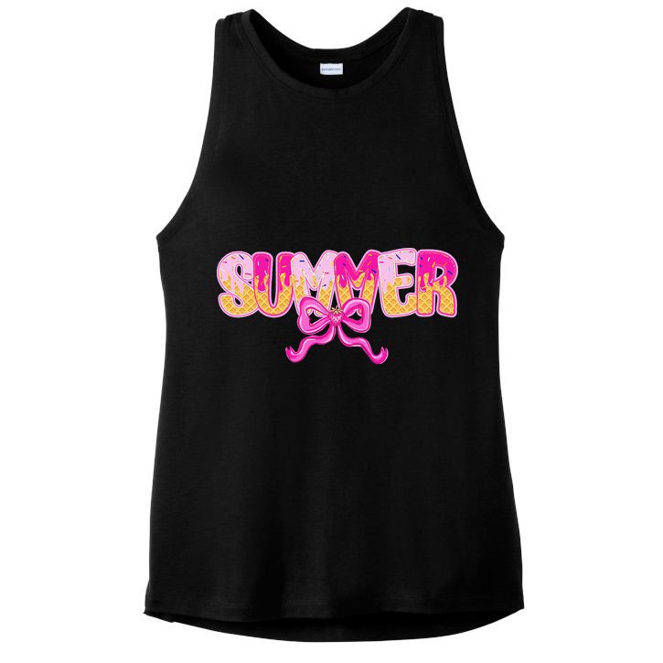 Summer Coquette Bow Ice Cream Summer Vacation Hawaii Beach Ladies PosiCharge Tri-Blend Wicking Tank