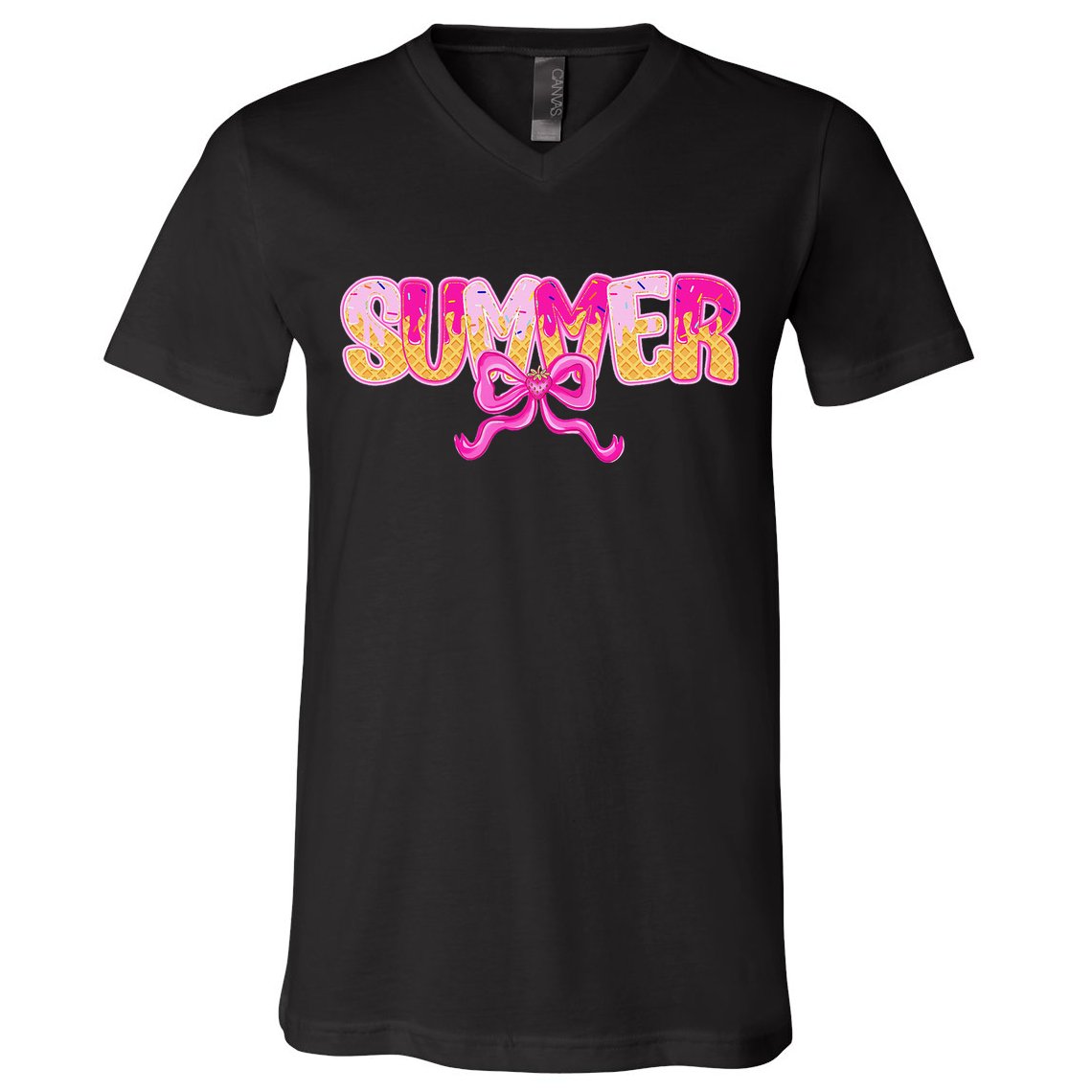 Summer Coquette Bow Ice Cream Summer Vacation Hawaii Beach V-Neck T-Shirt