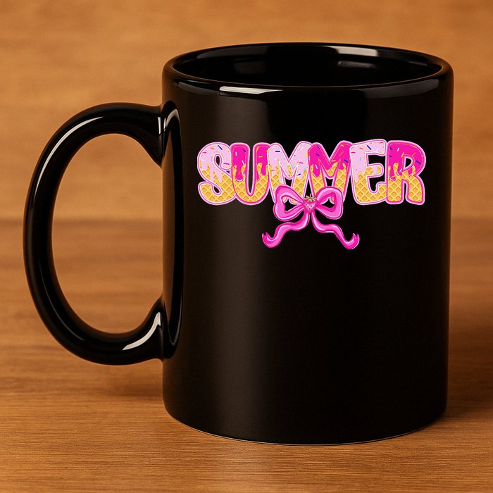 Summer Coquette Bow Ice Cream Summer Vacation Hawaii Beach 11oz C Handle Ceramic Mug