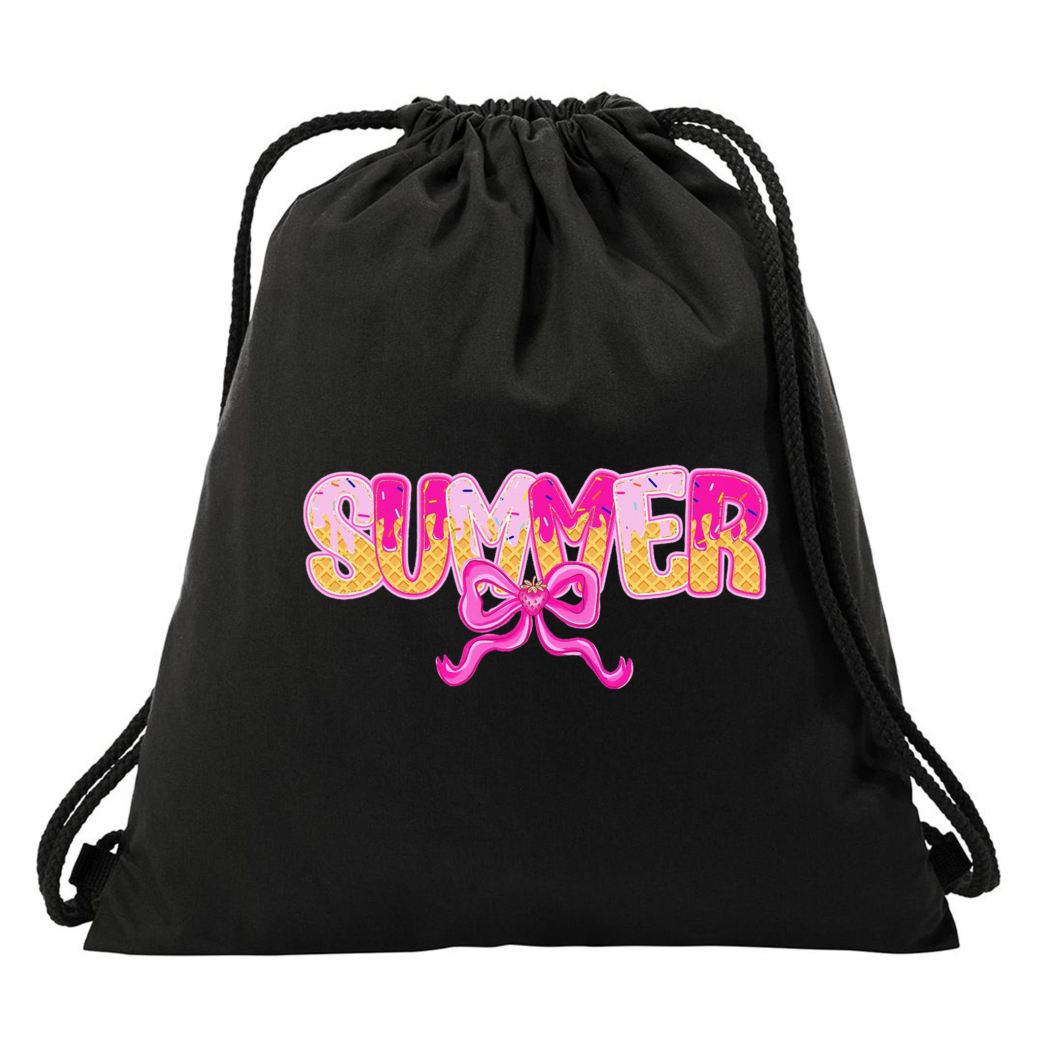 Summer Coquette Bow Ice Cream Summer Vacation Hawaii Beach Drawstring Bag