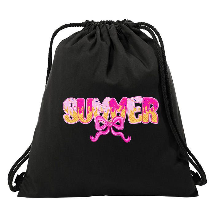 Summer Coquette Bow Ice Cream Summer Vacation Hawaii Beach Drawstring Bag