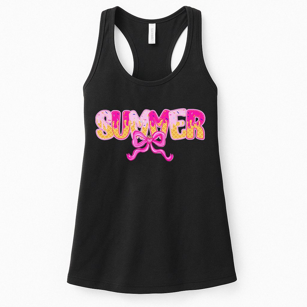 Summer Coquette Bow Ice Cream Summer Vacation Hawaii Beach Womens Tank Top