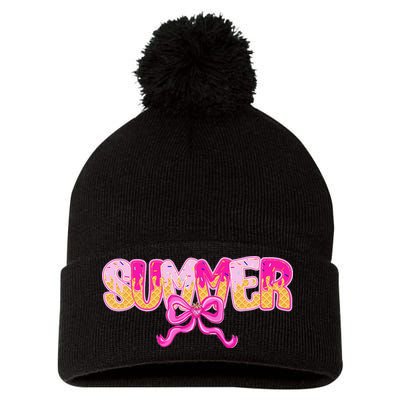 Summer Coquette Bow Ice Cream Summer Vacation Hawaii Beach Pom Pom 12in Knit Beanie
