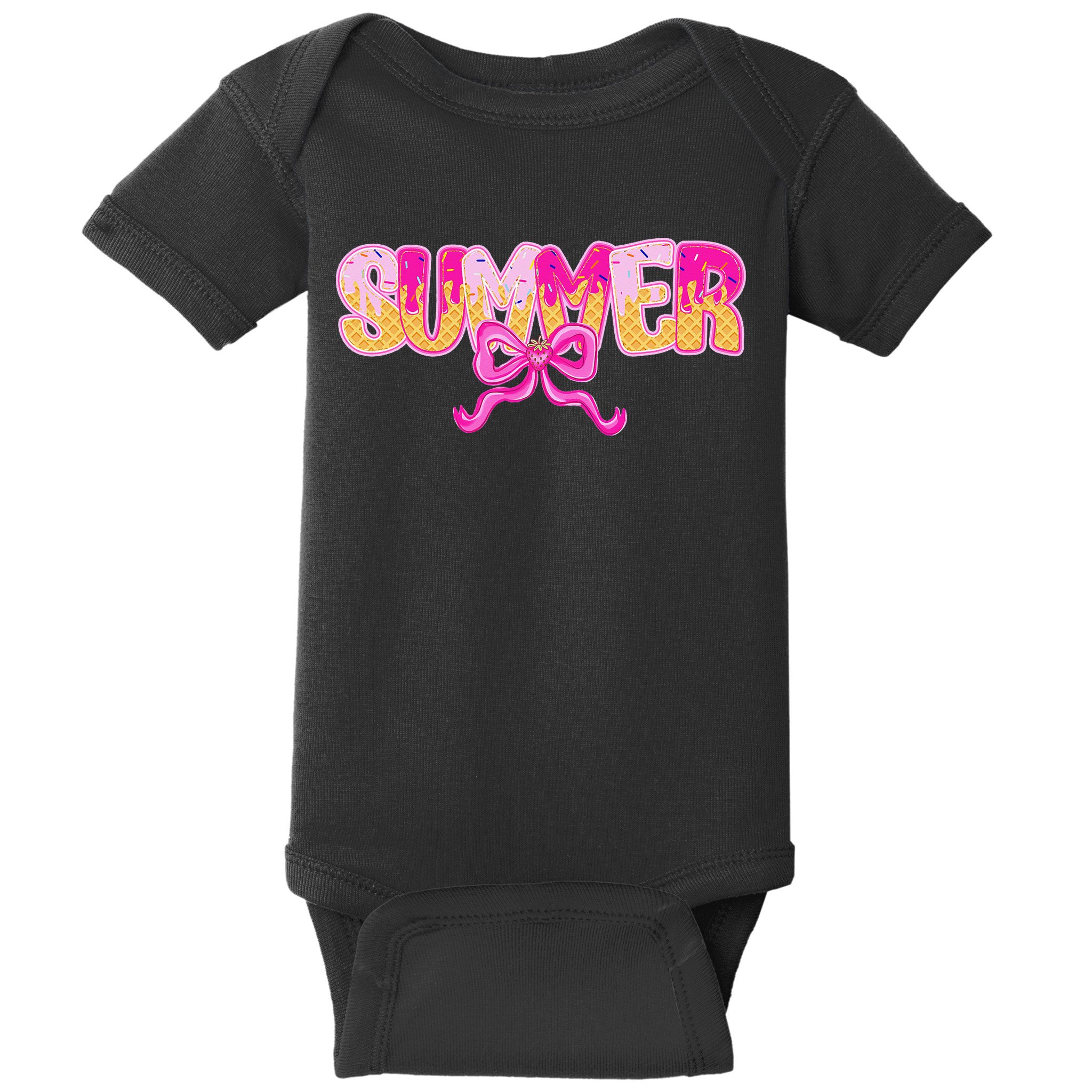 Summer Coquette Bow Ice Cream Summer Vacation Hawaii Beach Baby Bodysuit