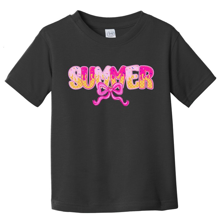 Summer Coquette Bow Ice Cream Summer Vacation Hawaii Beach Toddler T-Shirt