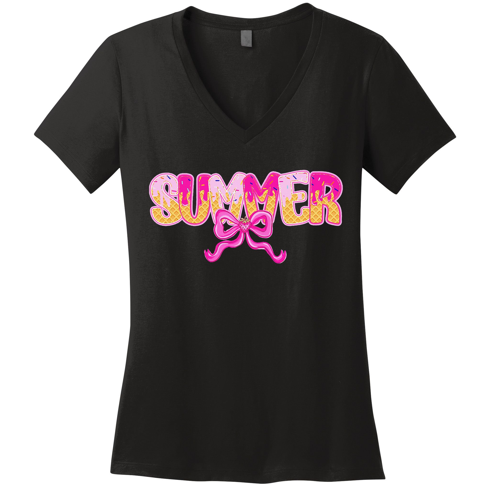 Summer Coquette Bow Ice Cream Summer Vacation Hawaii Beach Women's V-Neck T-Shirt
