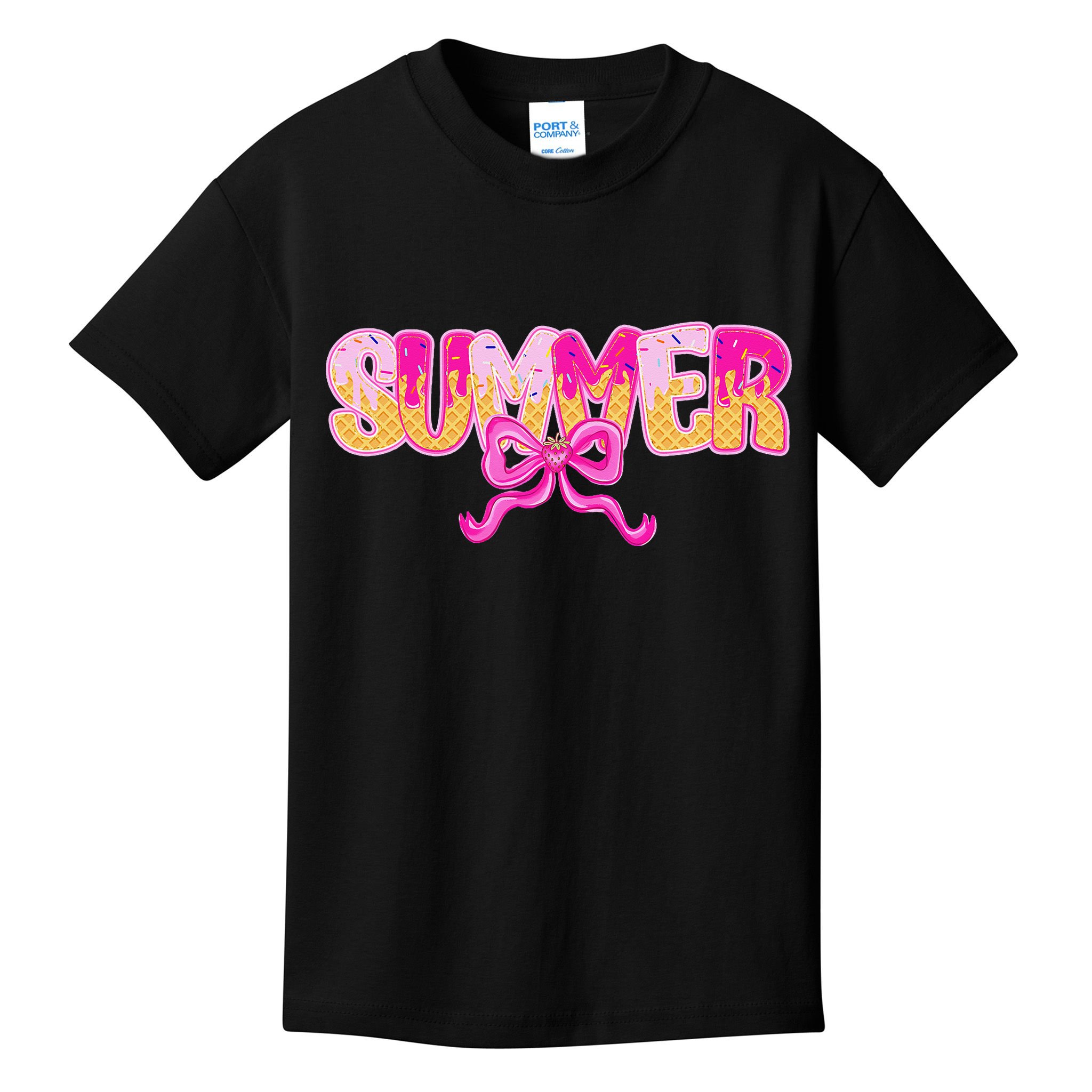 Summer Coquette Bow Ice Cream Summer Vacation Hawaii Beach Kids T-Shirt