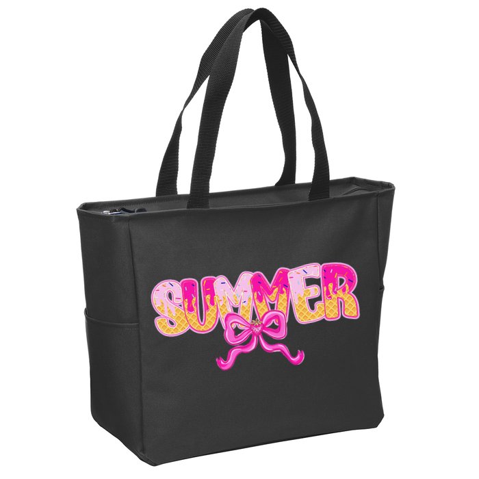 Summer Coquette Bow Ice Cream Summer Vacation Hawaii Beach Zip Tote Bag