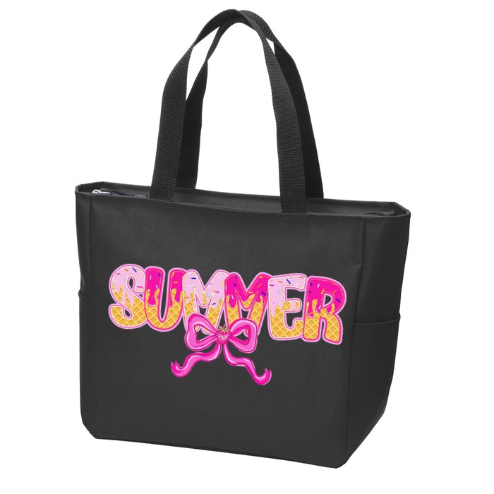 Summer Coquette Bow Ice Cream Summer Vacation Hawaii Beach Zip Tote Bag