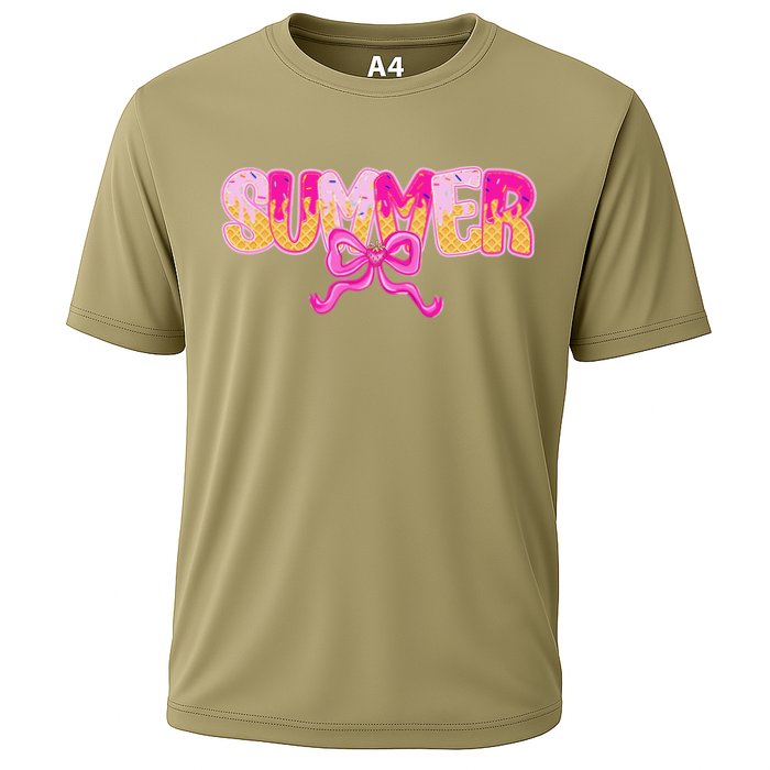 Summer Coquette Bow Ice Cream Summer Vacation Hawaii Beach Cooling Performance Crew T-Shirt