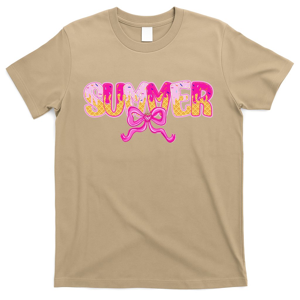 Summer Coquette Bow Ice Cream Summer Vacation Hawaii Beach T-Shirt