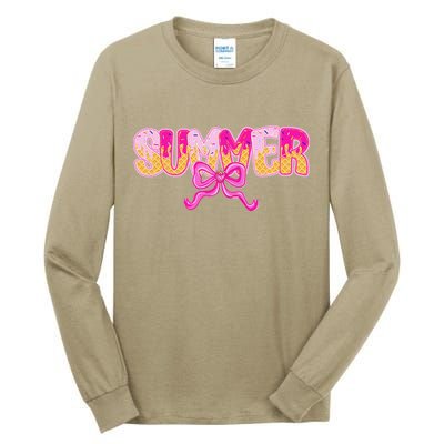 Summer Coquette Bow Ice Cream Summer Vacation Hawaii Beach Tall Long Sleeve T-Shirt