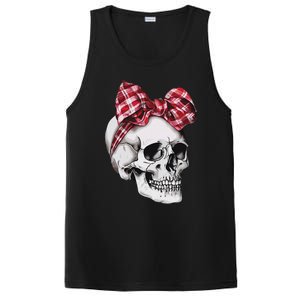 Skull Coquette Bow Red Plaid Halloween Costume PosiCharge Competitor Tank