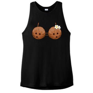 Summer Coconut Bra Halloween Costume Hawaii Aloha Beach Ladies PosiCharge Tri-Blend Wicking Tank