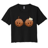 Summer Coconut Bra Halloween Costume Hawaii Aloha Beach Women's Crop Top Tee