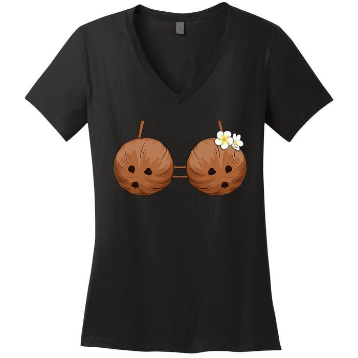 Summer Coconut Bra Halloween Costume Hawaii Aloha Beach Women's V-Neck T-Shirt