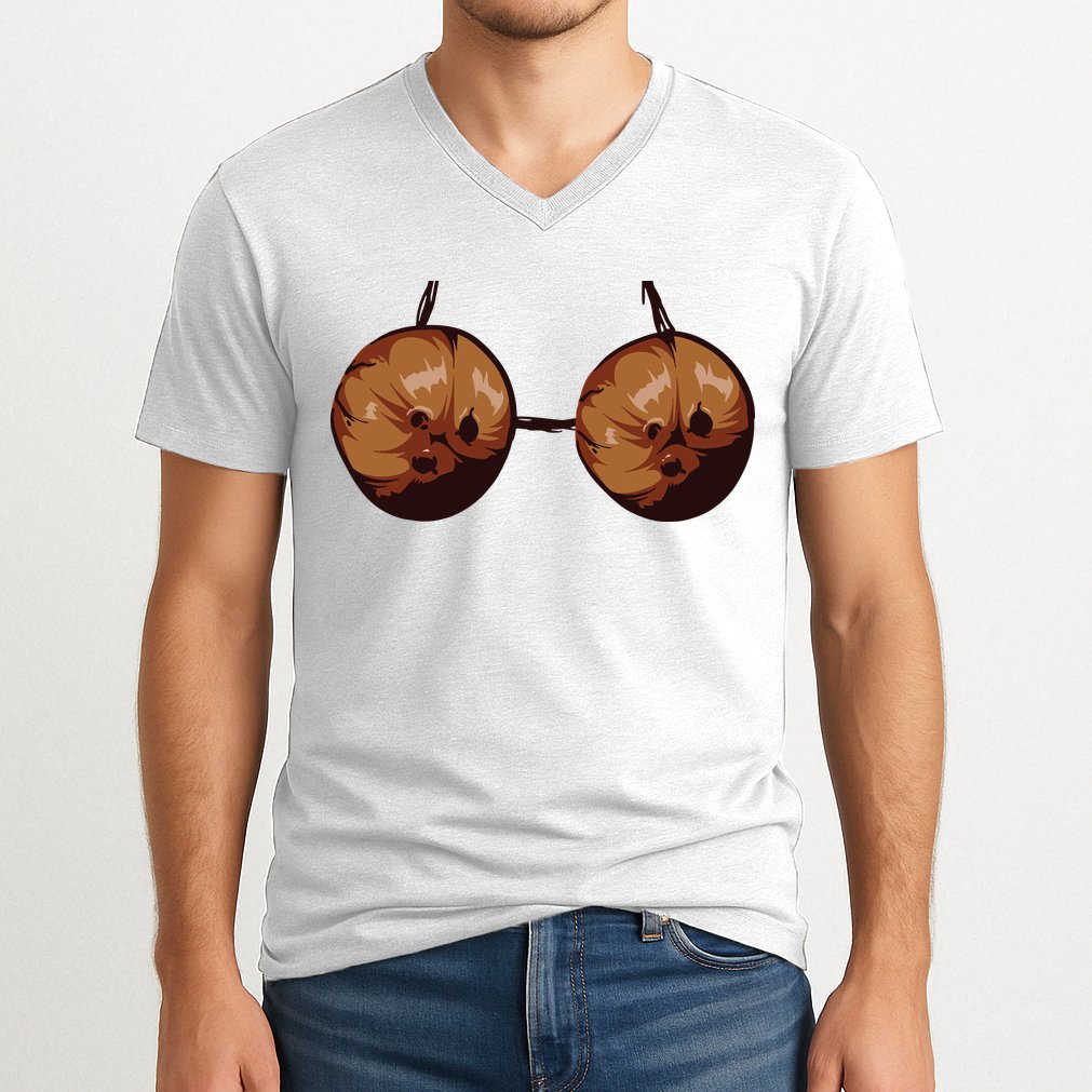 Summer Coconut Bra Halloween Costume Shirt Funny Outfit Gift V-Neck T-Shirt