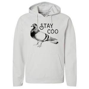 Stay Coo Bird Birding Funny Cool Pigeons Performance Fleece Hoodie