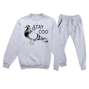 Stay Coo Bird Birding Funny Cool Pigeons Premium Crewneck Sweatsuit Set