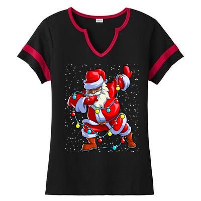 Santa Claus Black Christmas Afro African American Xmas Cool Gift Ladies Halftime Notch Neck Tee