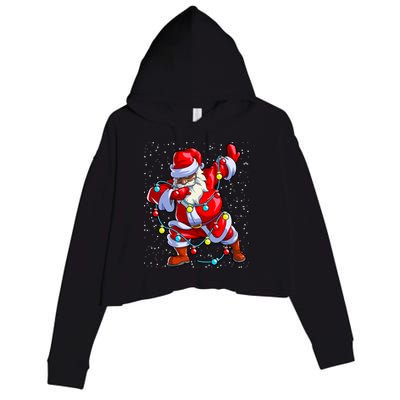 Santa Claus Black Christmas Afro African American Xmas Cool Gift Crop Fleece Hoodie