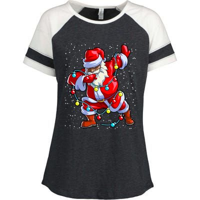 Santa Claus Black Christmas Afro African American Xmas Cool Gift Enza Ladies Jersey Colorblock Tee