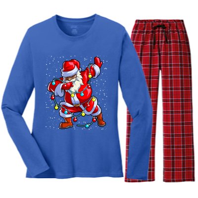 Santa Claus Black Christmas Afro African American Xmas Cool Gift Women's Long Sleeve Flannel Pajama Set 