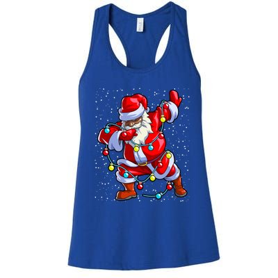 Santa Claus Black Christmas Afro African American Xmas Cool Gift Women's Racerback Tank