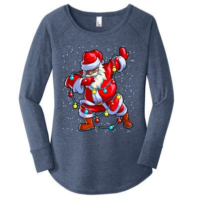 Santa Claus Black Christmas Afro African American Xmas Cool Gift Women's Perfect Tri Tunic Long Sleeve Shirt