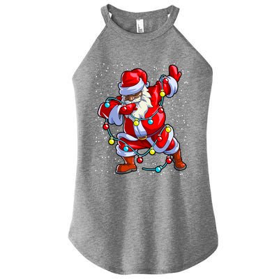 Santa Claus Black Christmas Afro African American Xmas Cool Gift Women's Perfect Tri Rocker Tank