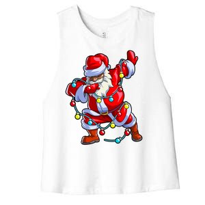 Santa Claus Black Christmas Afro African American Xmas Cool Gift Women's Racerback Cropped Tank