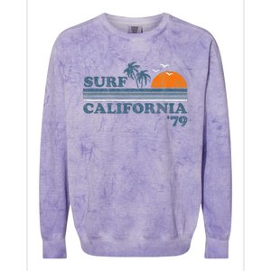 Surf California Beach Retro Sunset Surf 70s Colorblast Crewneck Sweatshirt